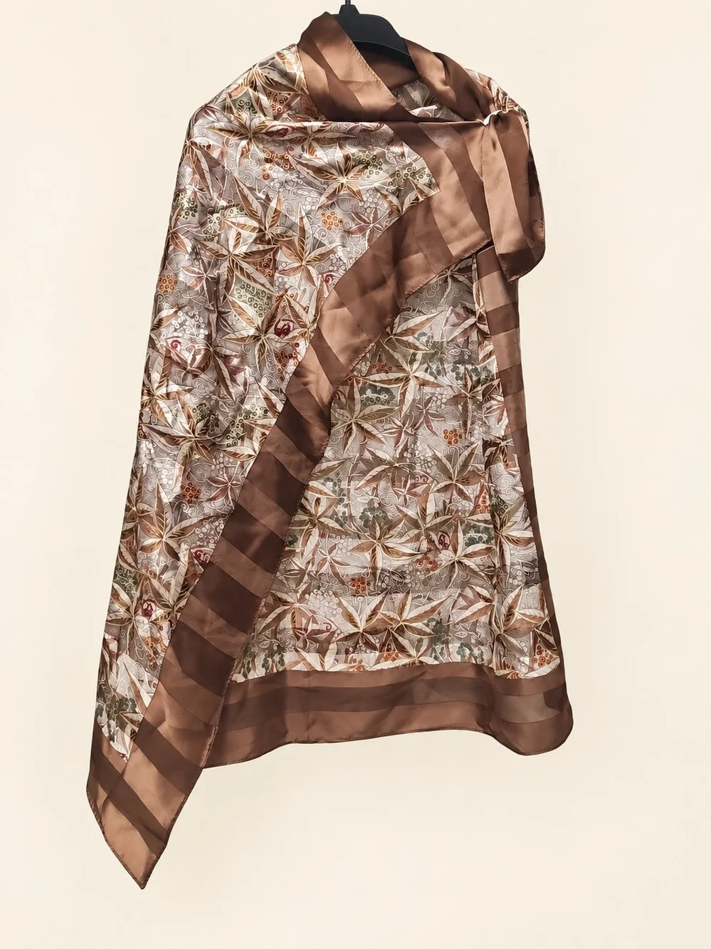 Hiroko for Dozo Silk Scarf Brown Botanical Print 34
